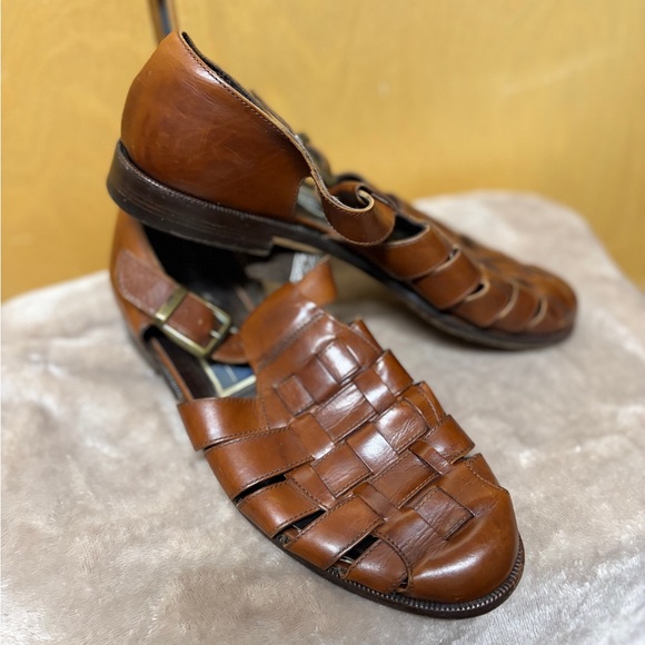 Vintage Cole Haan Bragano Brown Leather Fisherman Sandals Size 7M - Womens 9 - Picture 8 of 10